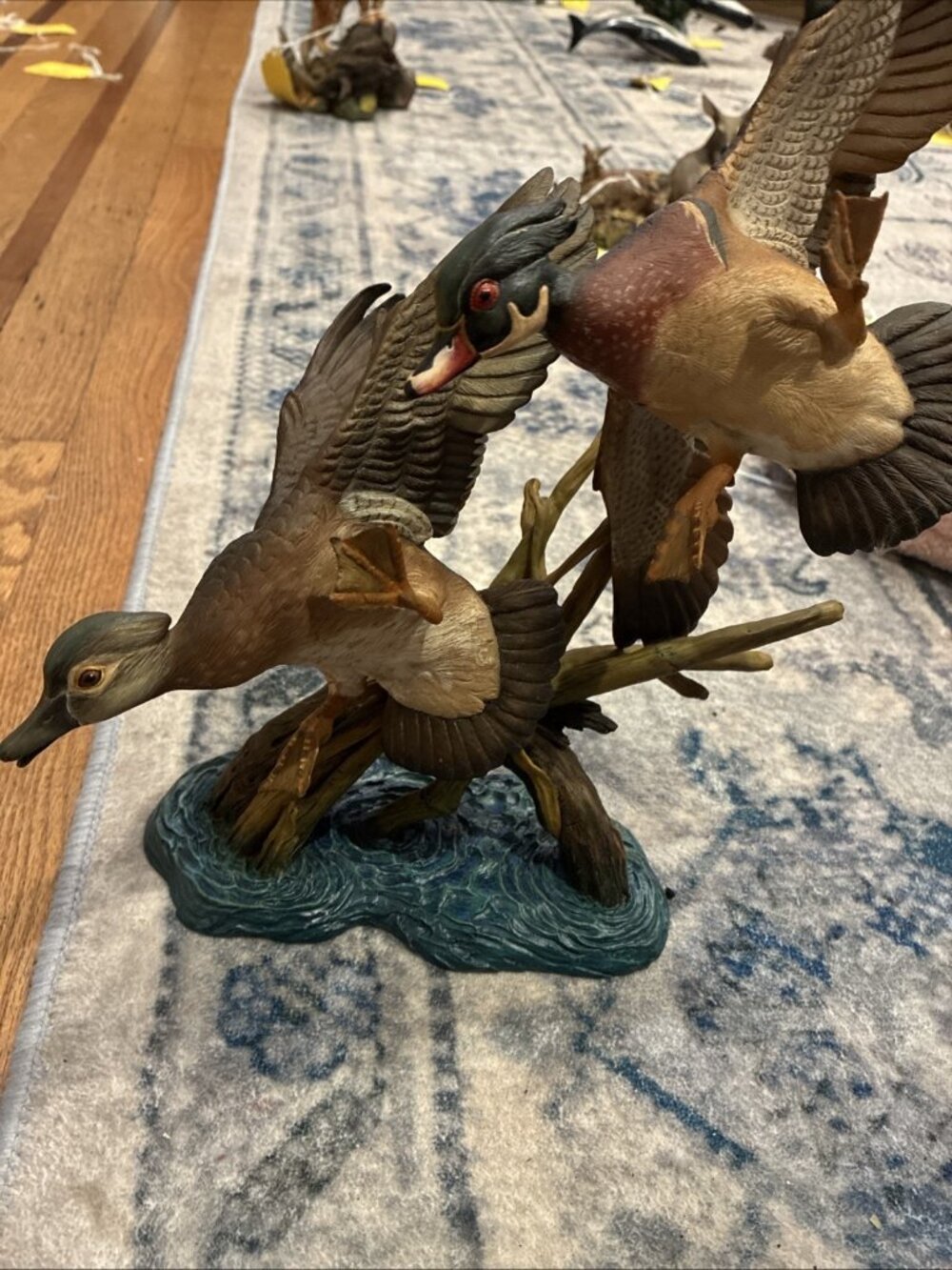 DANBURY MINT “Cautious Descent” Ronnie Wells RETIRED Wood Ducks Cabincore